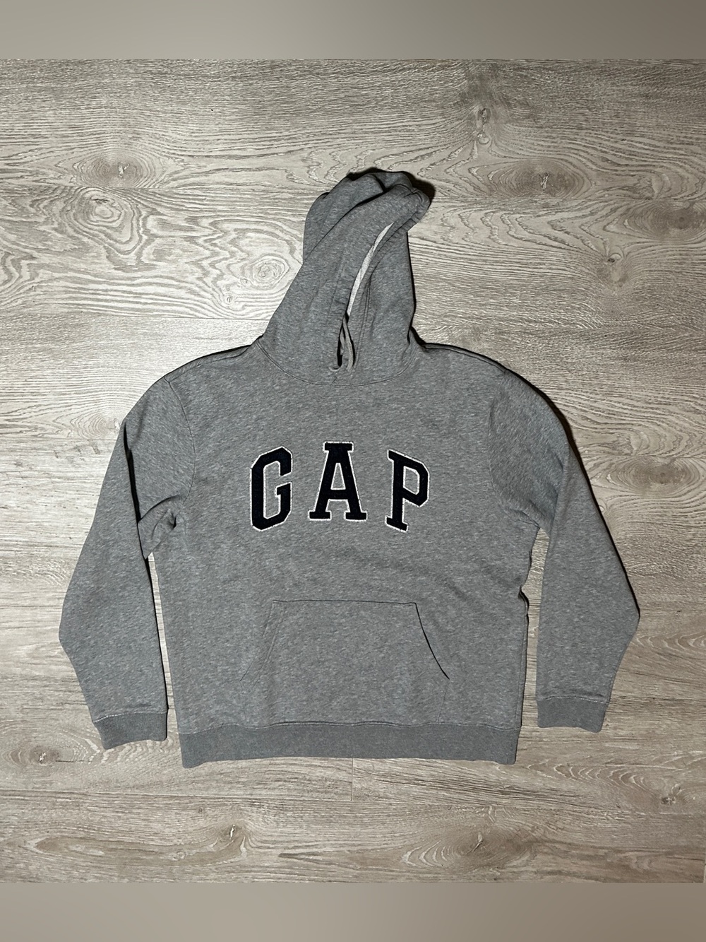 GAP Men's Heather Gray Hoodie with Black Logo